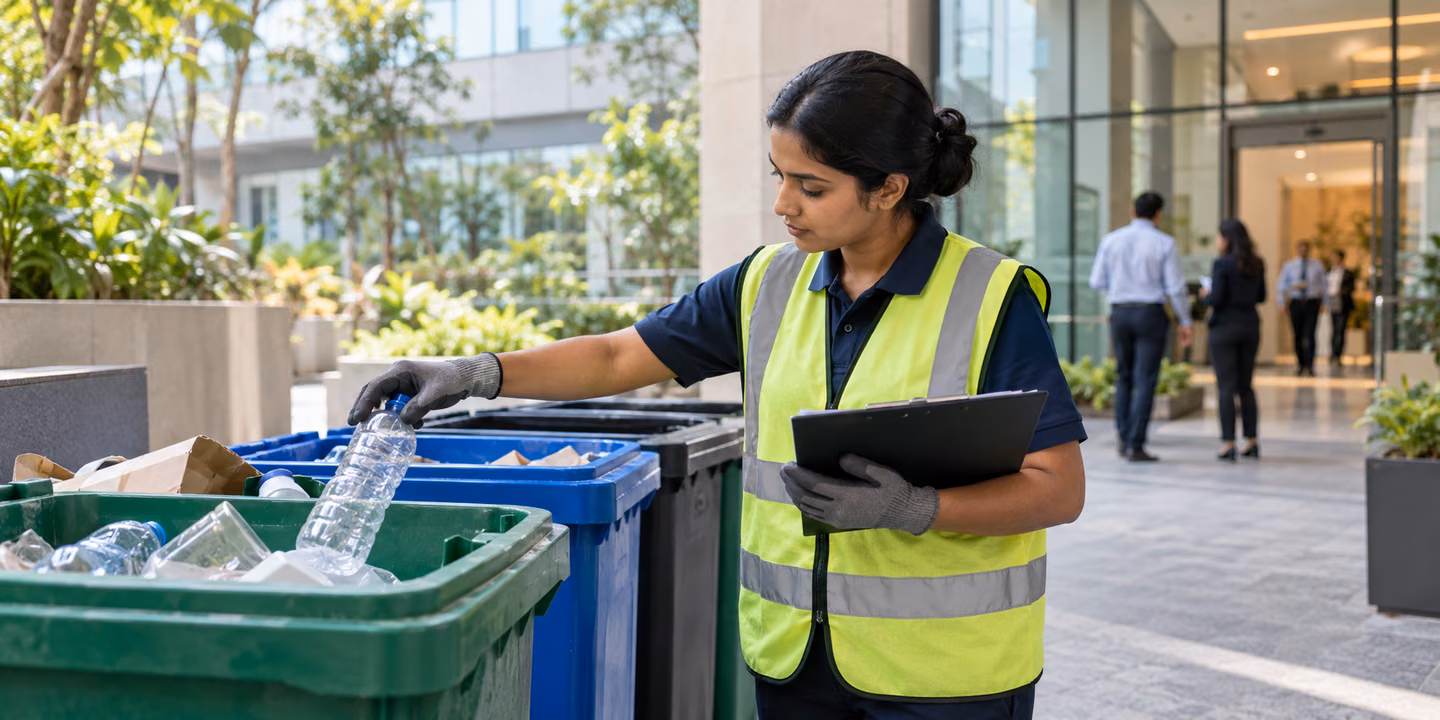 Worker conducting a waste segregation check